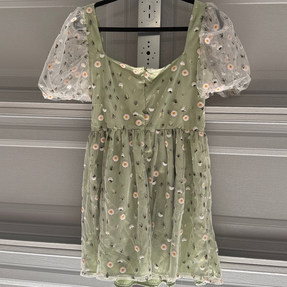 Sugar Thrillz Light Green Floral Dress - Picture 3 of 3